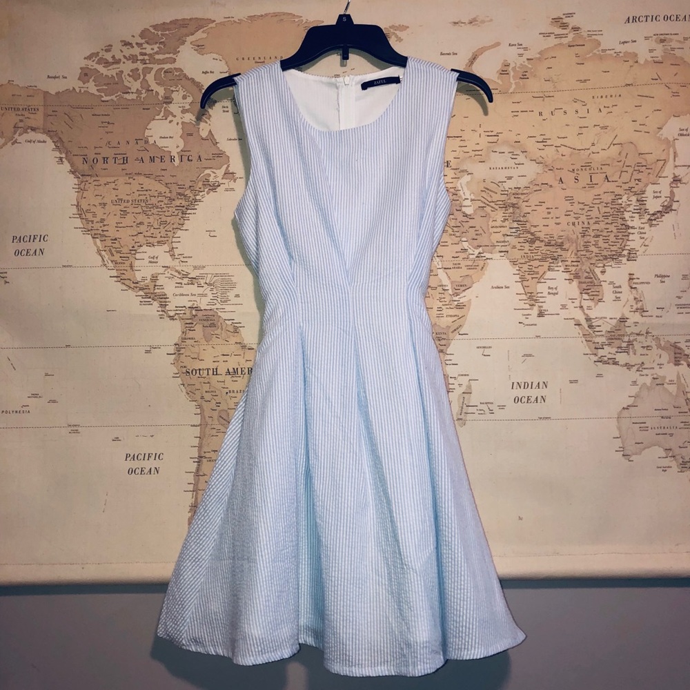 Zaful white and blue dress